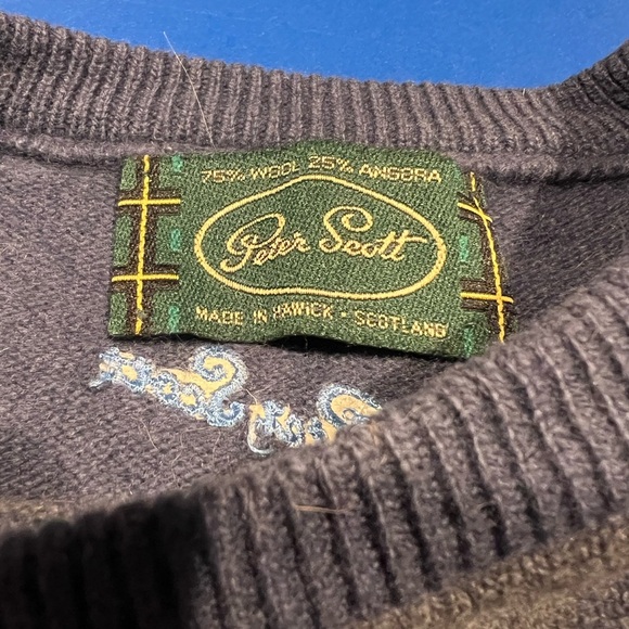 Peter Scott Men's Plaid Crewneck Wool Blend Ballybunion Golf Club M - Picture 5 of 9